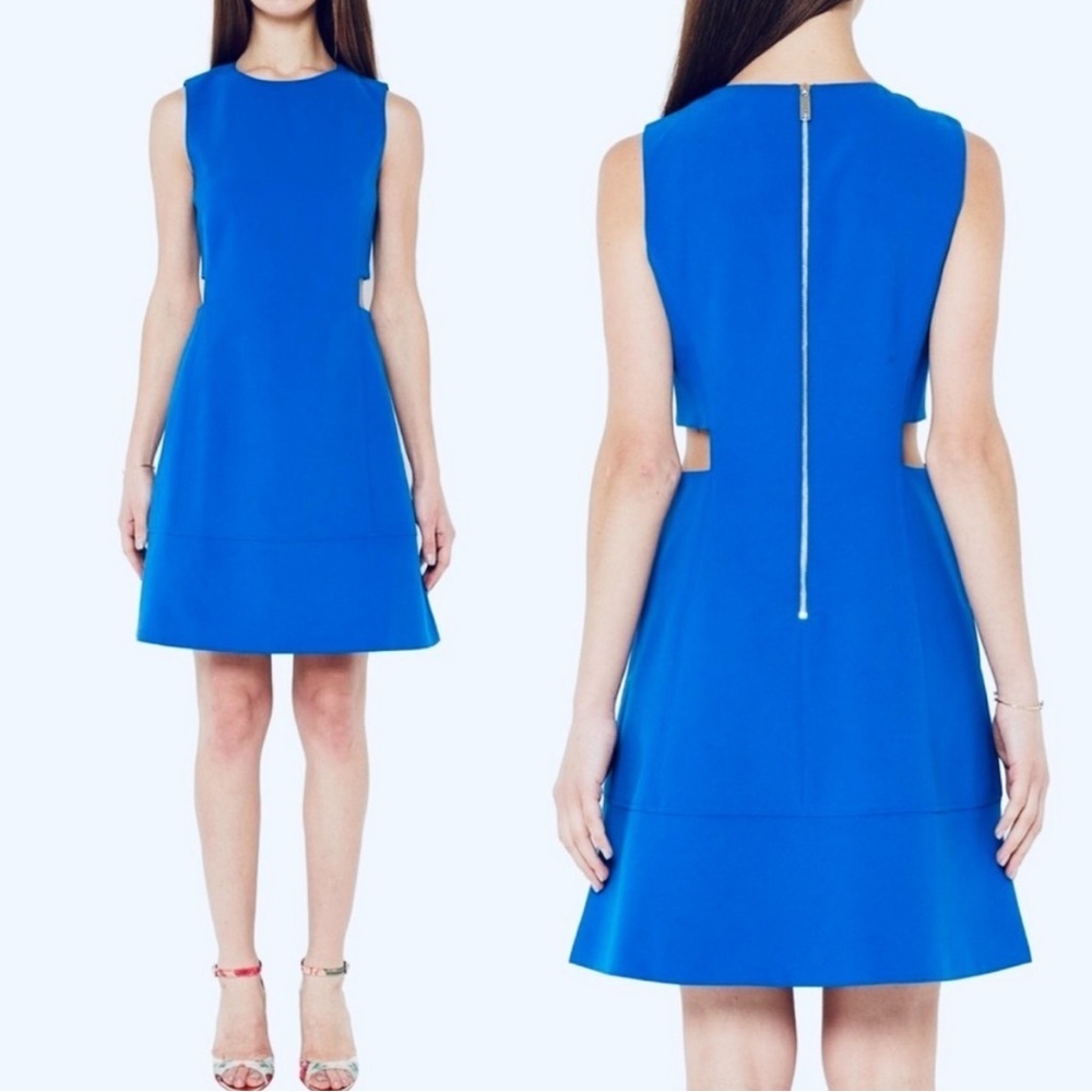 Ted Baker Blue Sleeveless A-Line Cutout Waistline Mini Lined Dress Size 3 Blue 💙